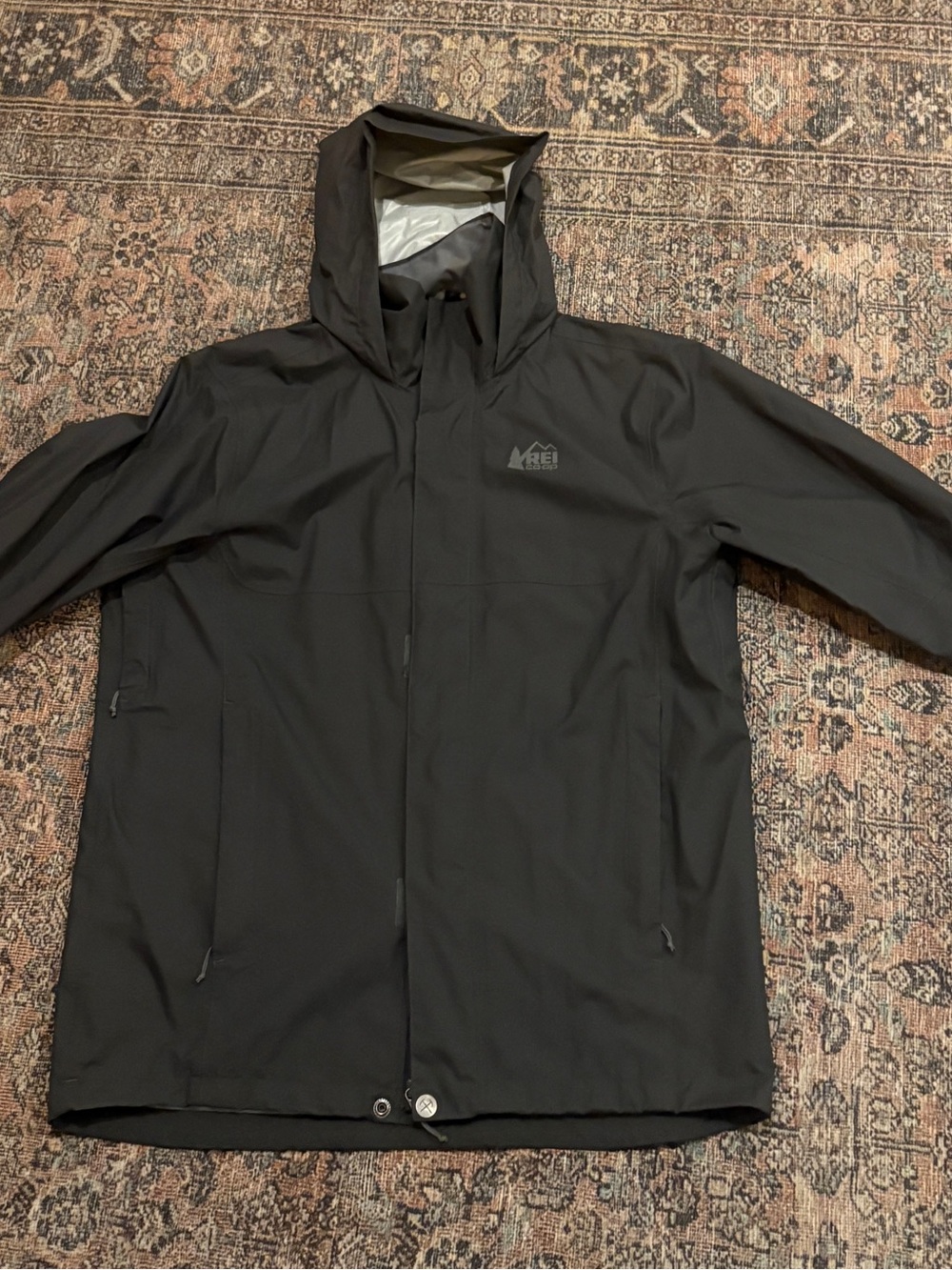 REI Men's Grey Hooded Waterproof Jacket